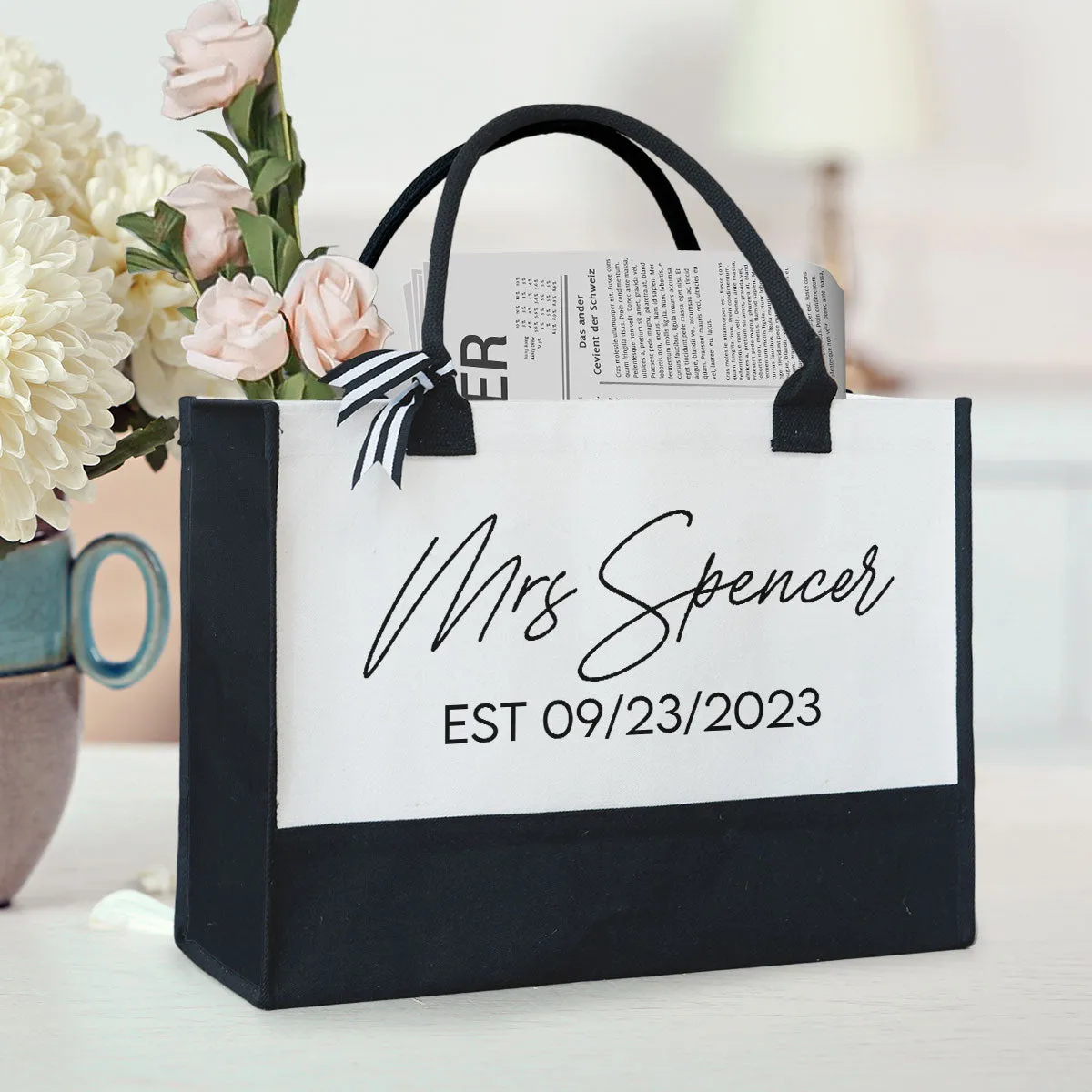 Custom Name Bride Bag For Wife, Bride - Personalized Canvas Tote Bag