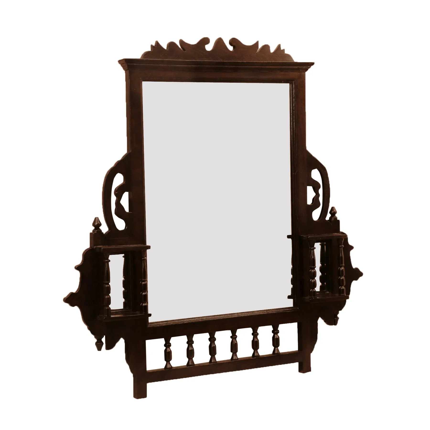 Dark Polished Carved Mirror