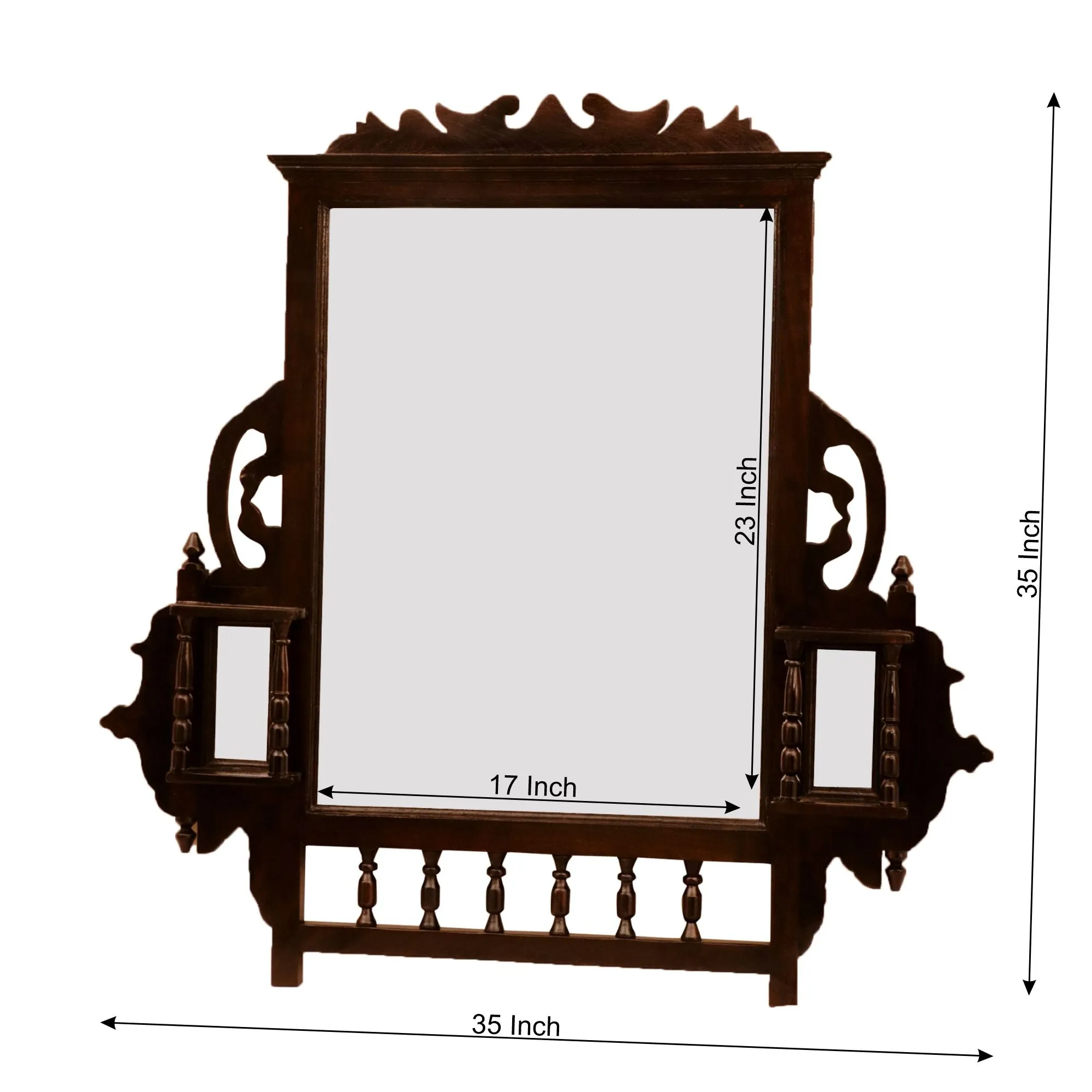 Dark Polished Carved Mirror