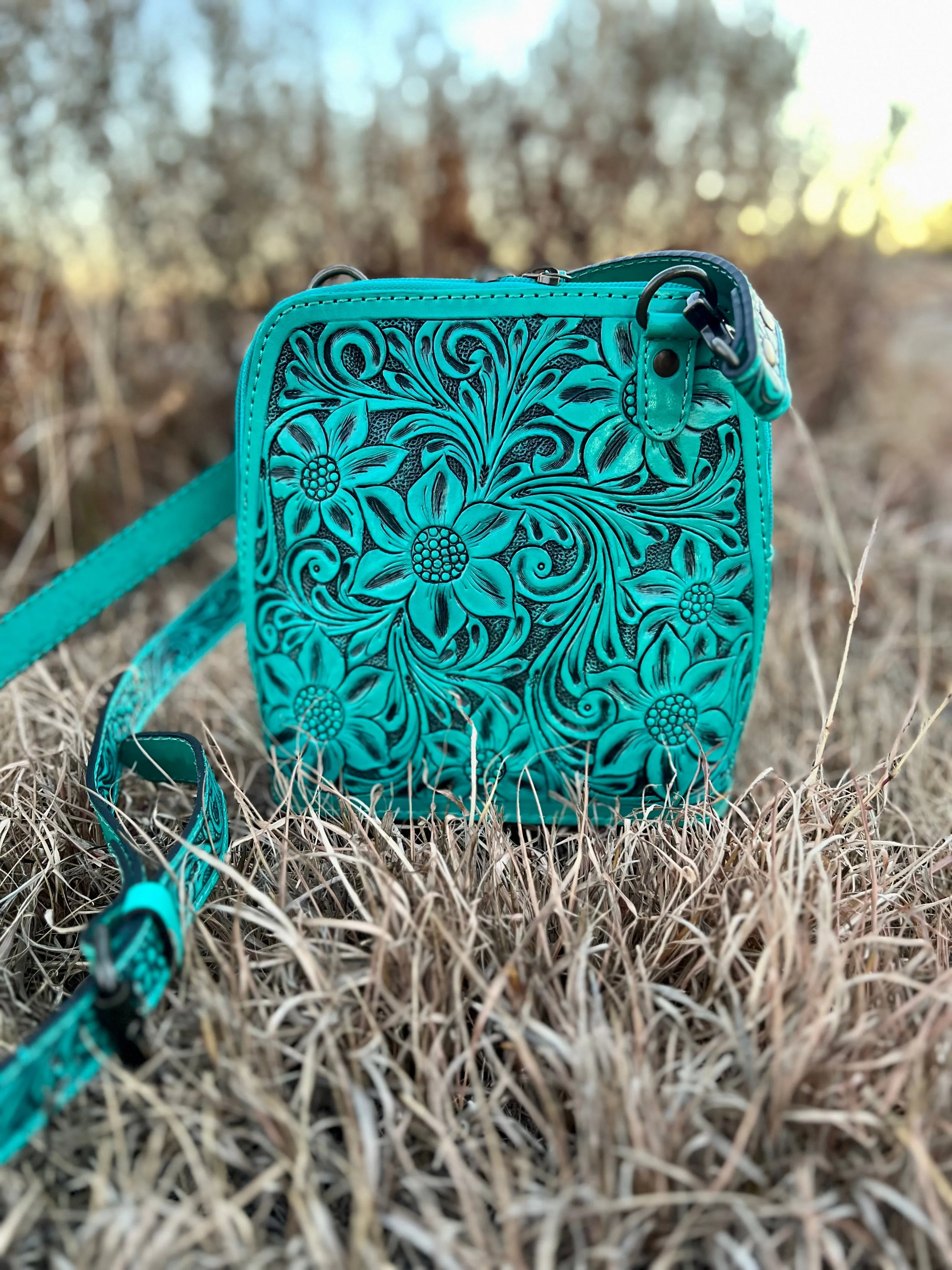 Darling Gardens of Turquoise Crossbody