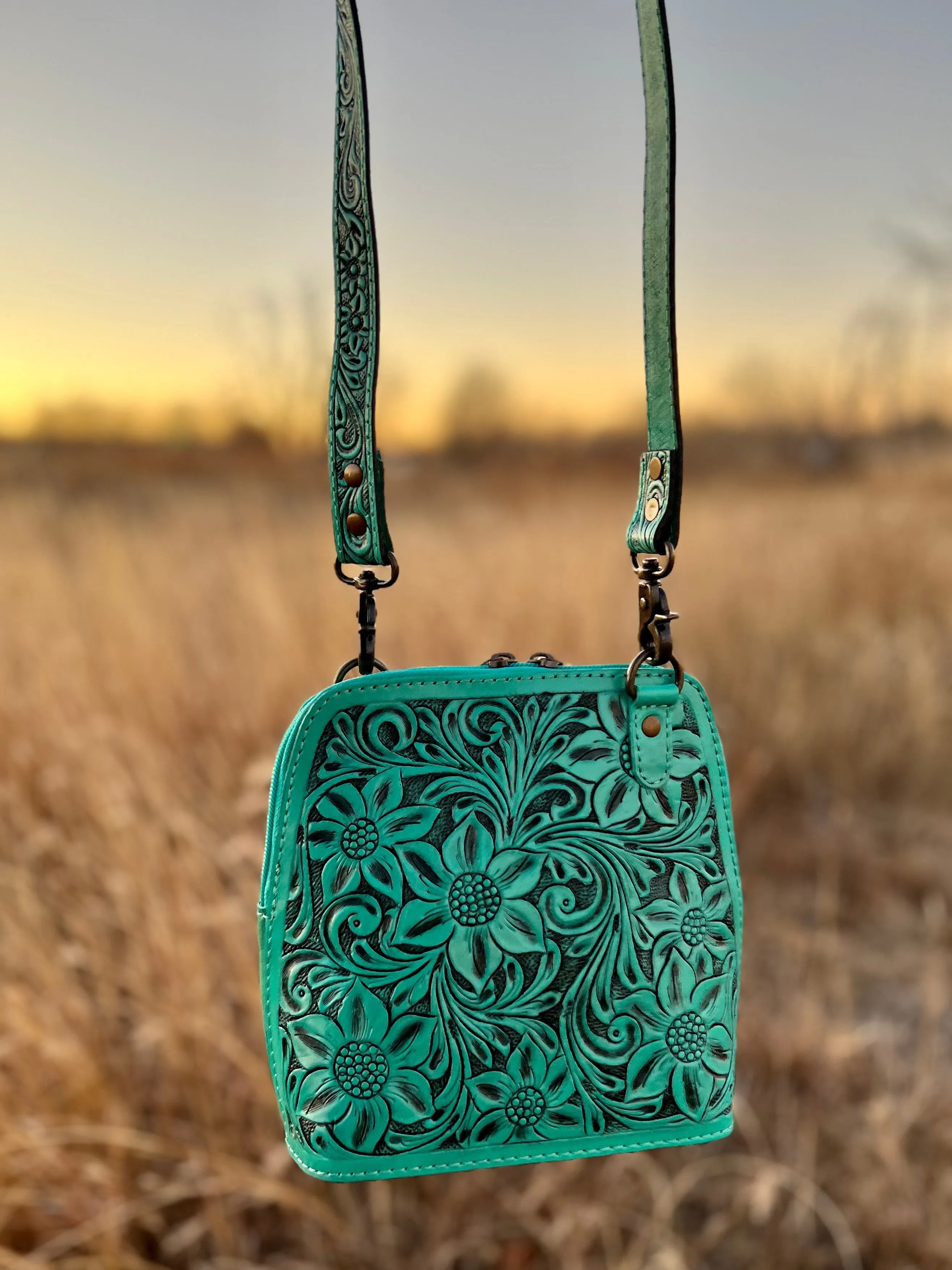 Darling Gardens of Turquoise Crossbody