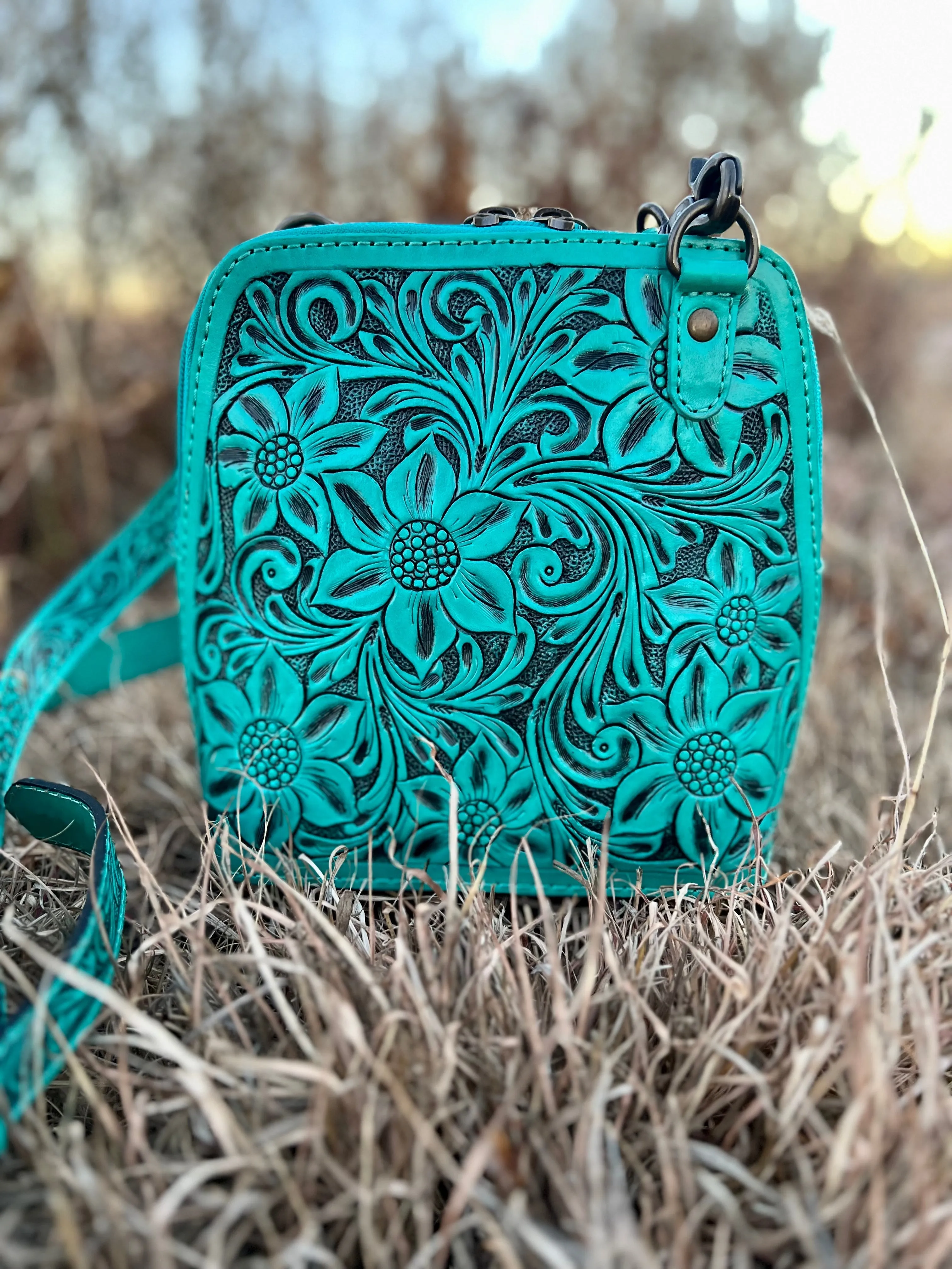 Darling Gardens of Turquoise Crossbody