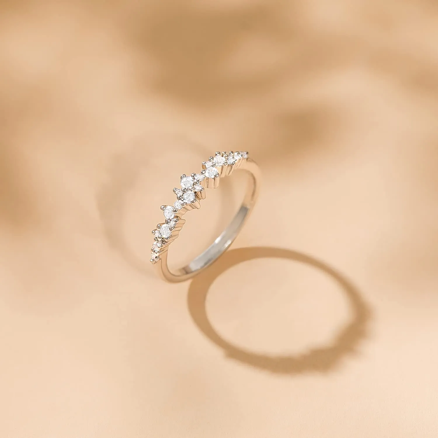 Delicate Stackable Cluster Wedding Rings for Women