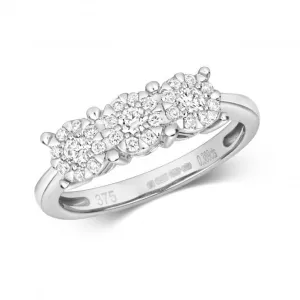 Diamond Jewellery 9ct 3 Stone White Gold Ring RD116W