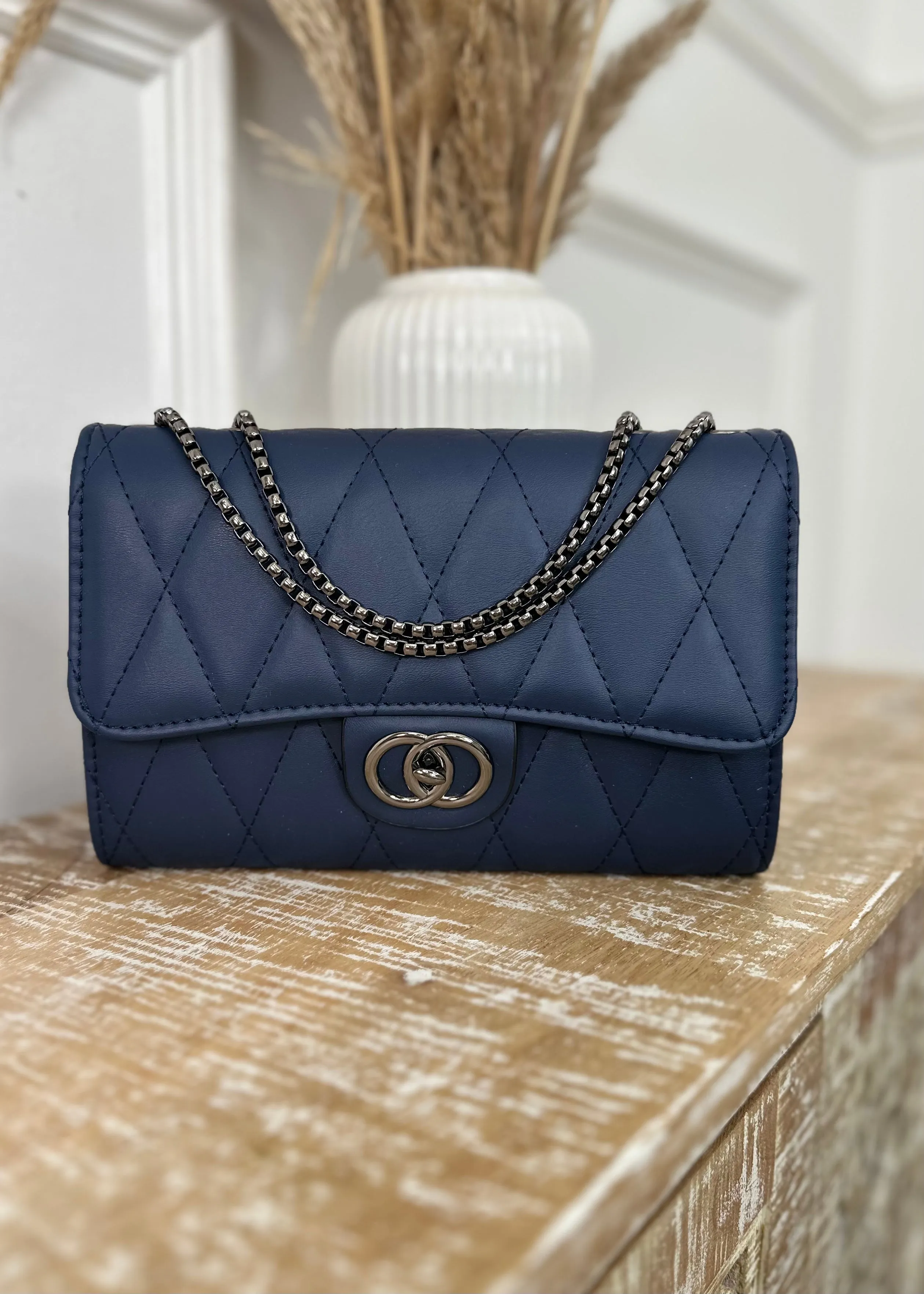 Elsa Navy Quilted Bag