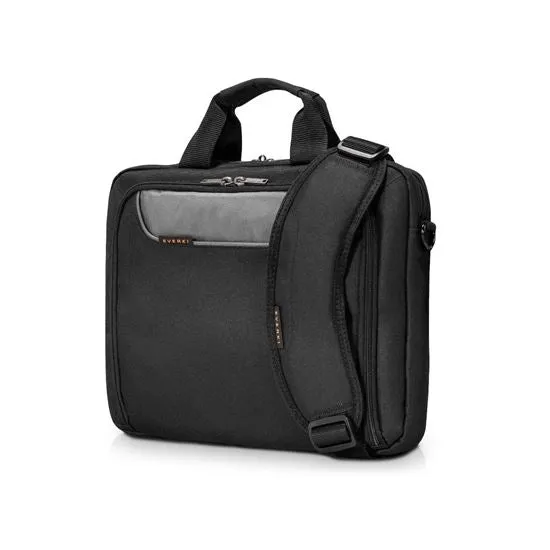 Everki Advance ECO Briefcase 13-14" Separate Zippered Accessory Pocket, Front Stash Pocket, Trolley Handle Pass Through Strap, Ergonomic Shoulder Pad