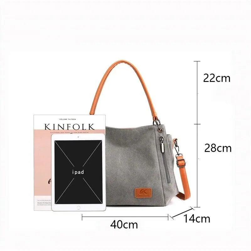 Fashion Designer Shoulder Crossbody Messenger Canvas Cloth Handbag Convertible Bag