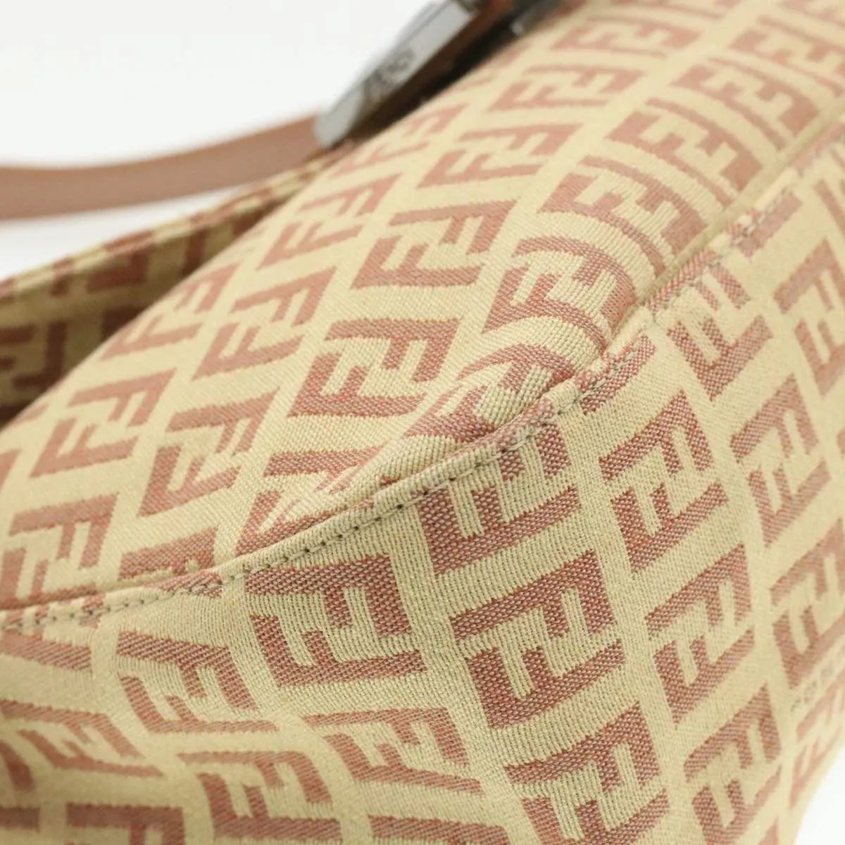 FENDI Zucchino Pink Tone Canvas Mamma Baguette Shoulder Bag