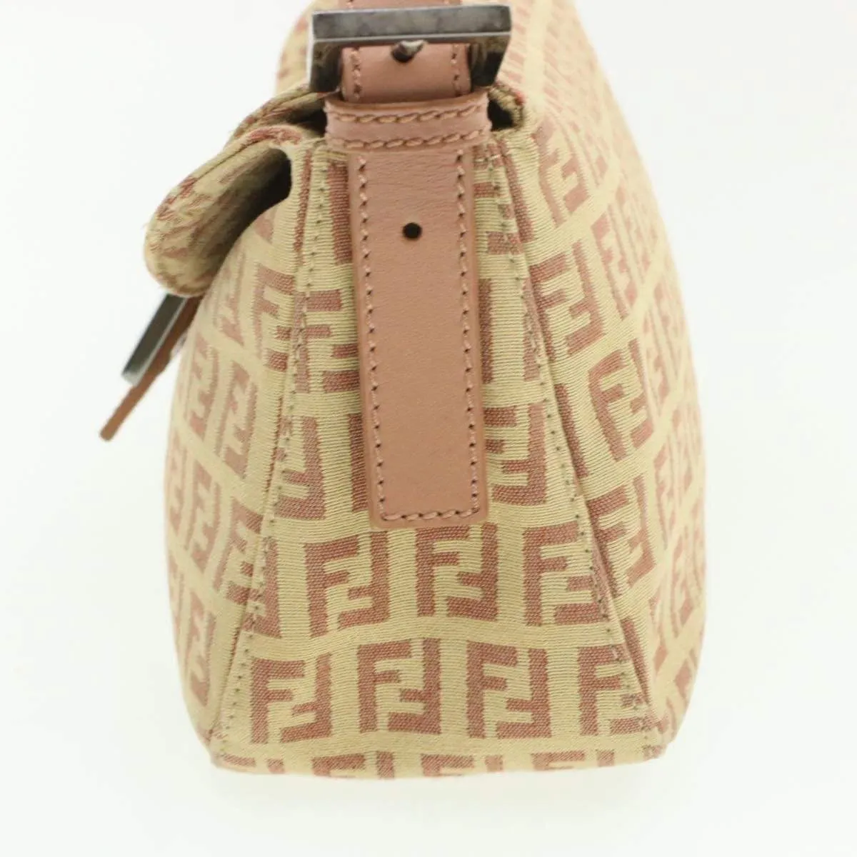 FENDI Zucchino Pink Tone Canvas Mamma Baguette Shoulder Bag