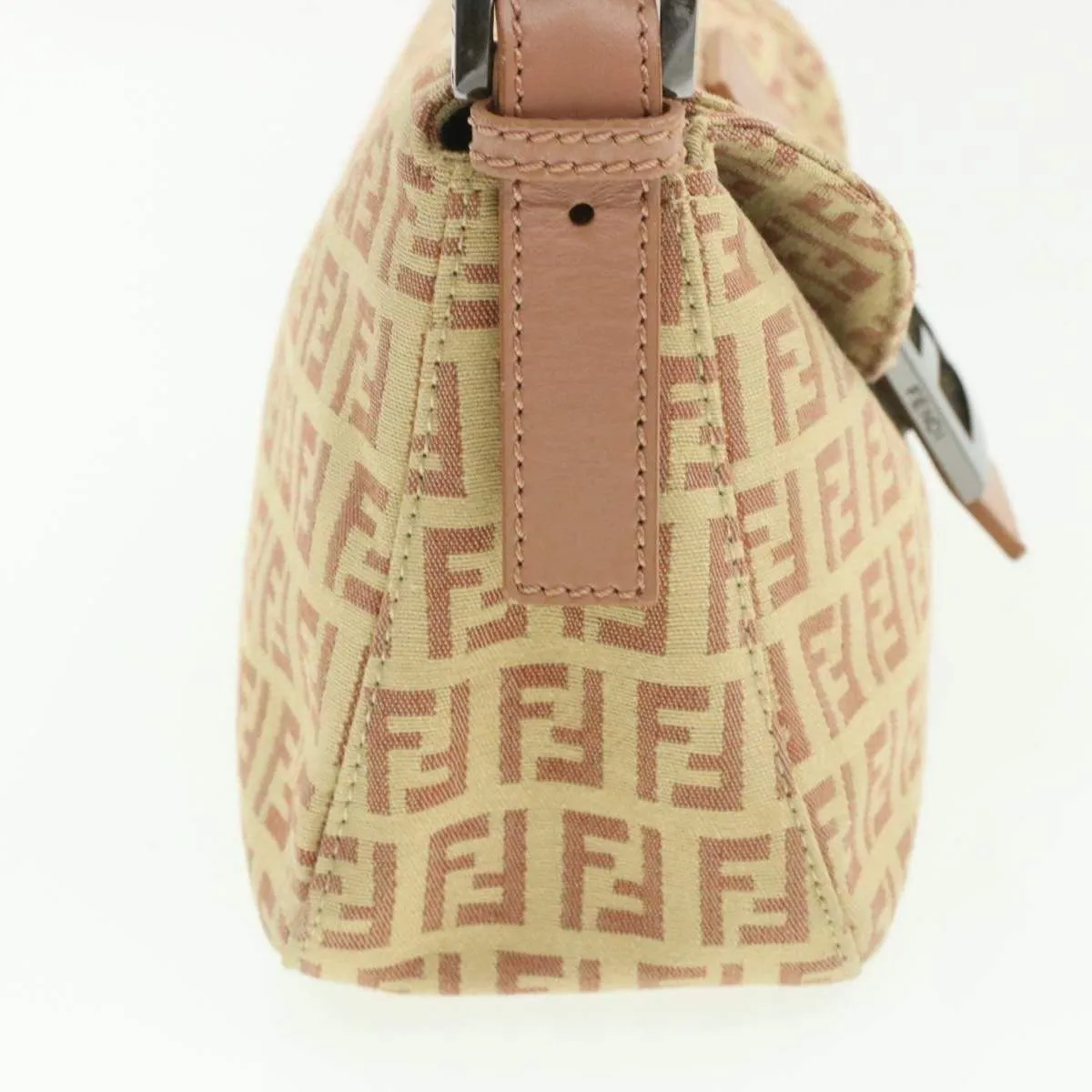 FENDI Zucchino Pink Tone Canvas Mamma Baguette Shoulder Bag