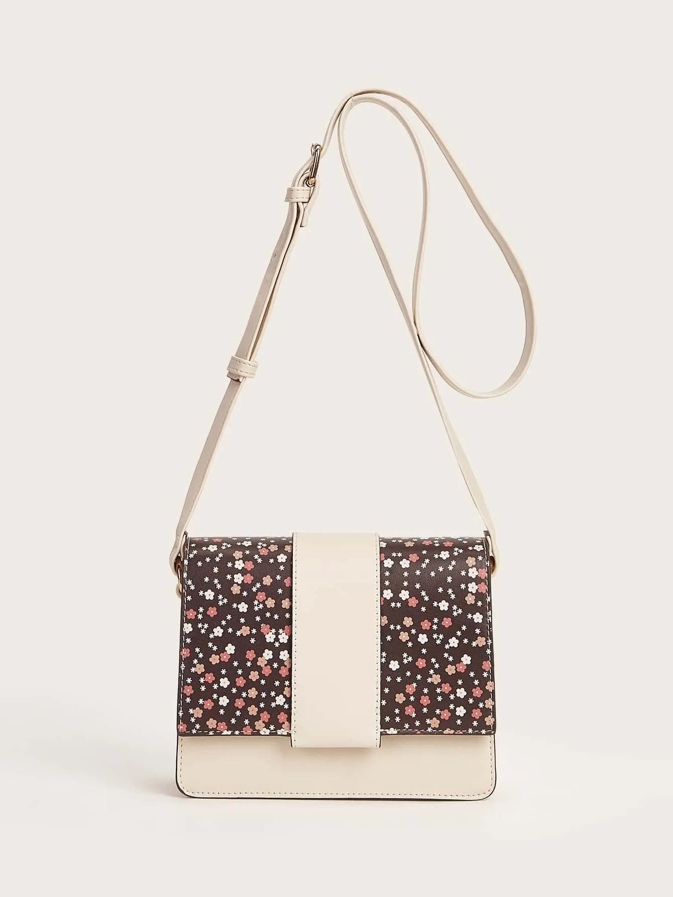 Floral Graphic Flap Crossbody Bag