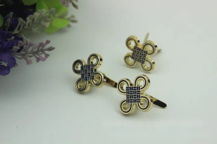 Flower Purse Label 1/10pcs Bag Hardware Charm Light Gold Handmade Purse Handbag Making Metal Decoration 19mm 3/4" Wholesale Supplies