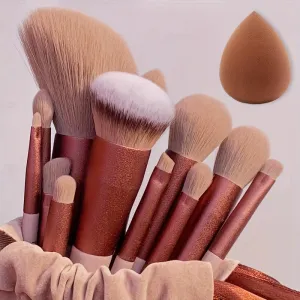 Fluffy Makeup Brush Set & Storage Bag