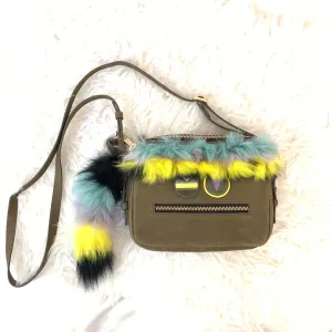 Fossil Olive Leather Crossbody Bag with Fur Details (Brand New)