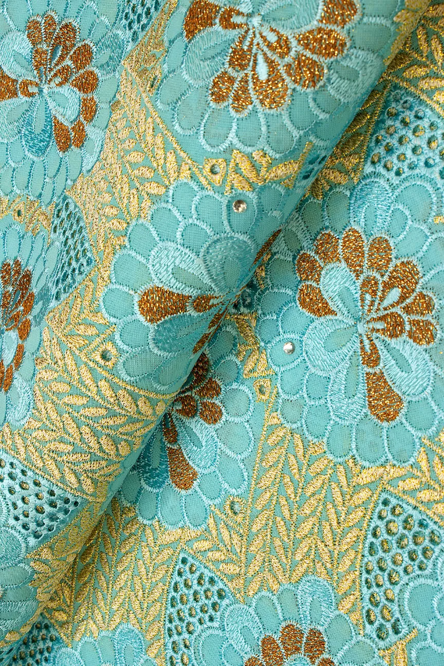 FSL603 - Stunning Fine Swiss Lace - Mint, Gold & Bronze