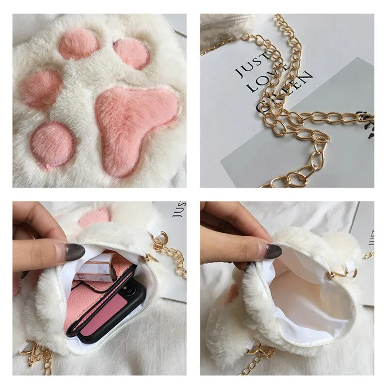 Furry Cat Paw Handbag