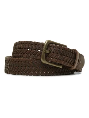 Genuine Brown Leather Hand-woven Belt By Art N Vintage