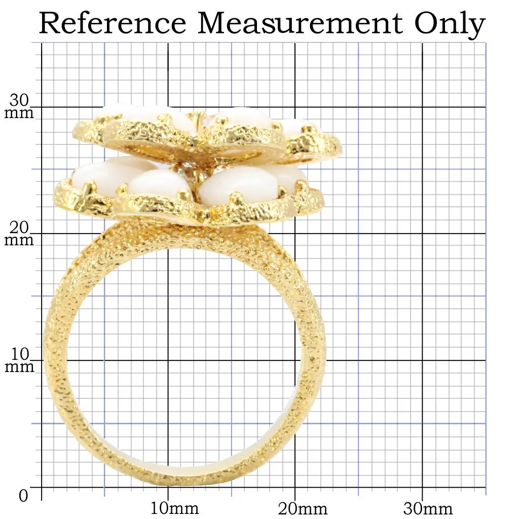 Gold Brass Ring with Synthetic Synthetic Glass in White for Women Style 1W045