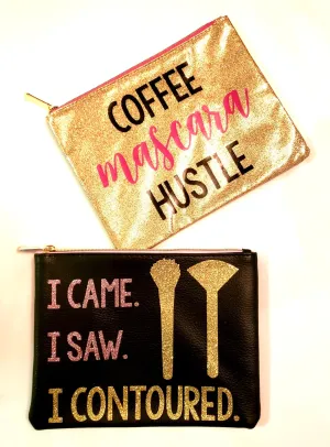 Gold Glitter Coffee Zip Bag