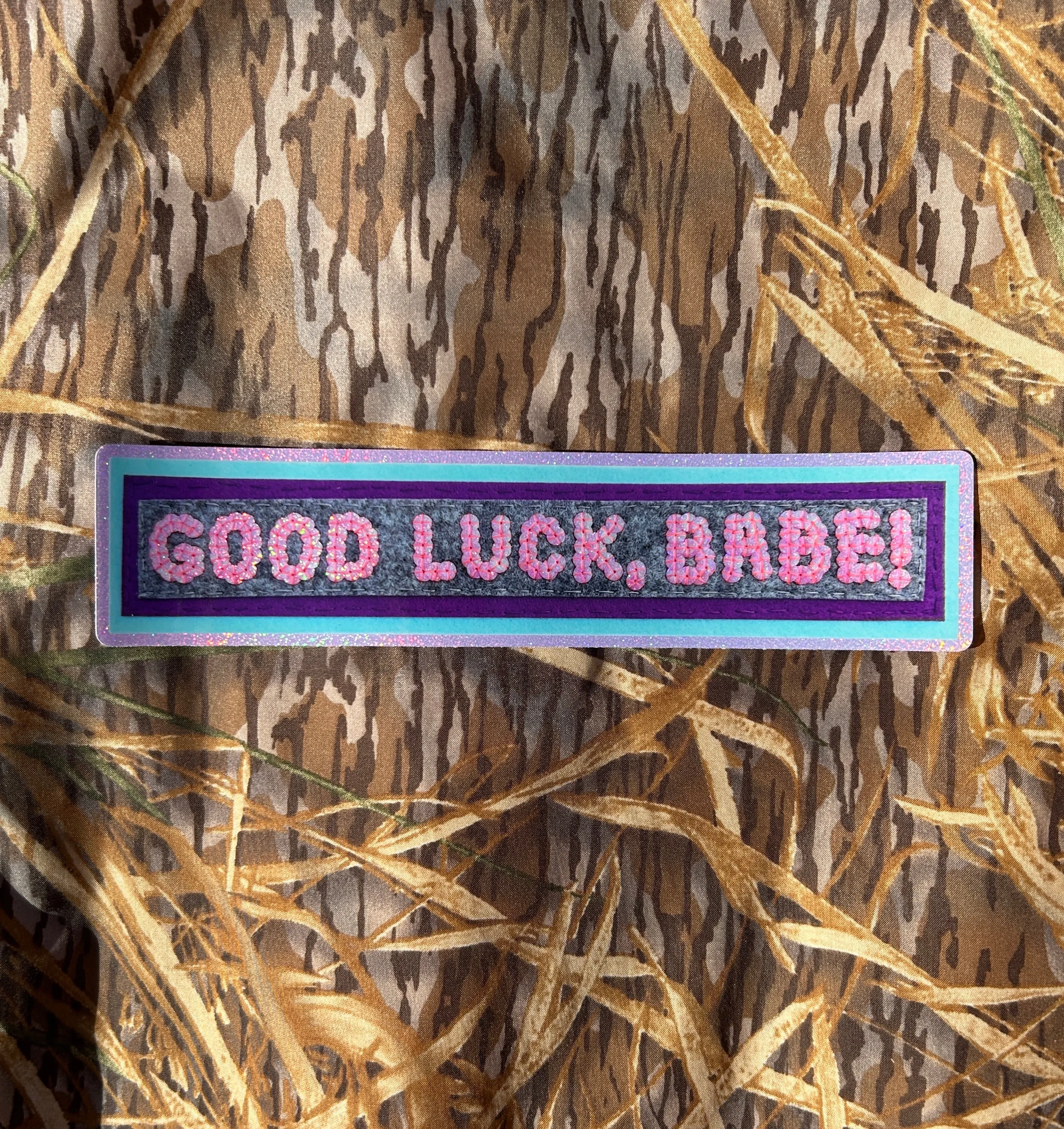 GOOD LUCK, BABE!  ~ Sequin Patch Inspired Waterproof Holographic Sticker