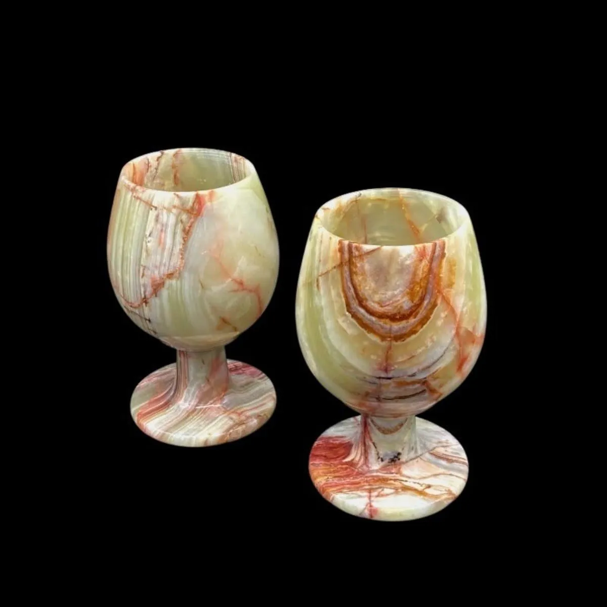 Green Banded Onyx Wine Goblet Set