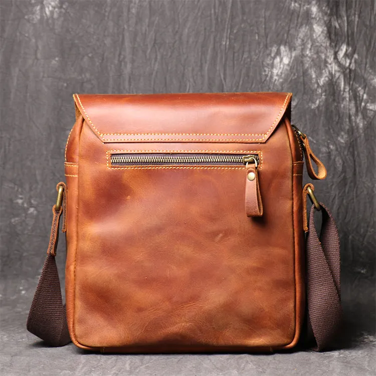 Handmade Leather Shoulder Bagcrazy Horse Leather Cross-Body Bag Retro Fashion Cowhide Ipad Bag Message Bag