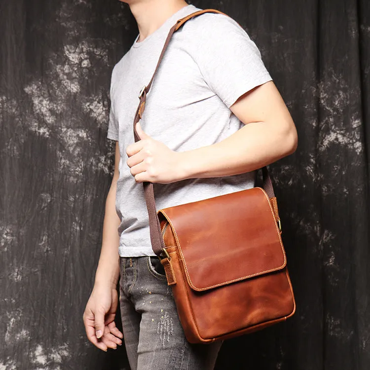 Handmade Leather Shoulder Bagcrazy Horse Leather Cross-Body Bag Retro Fashion Cowhide Ipad Bag Message Bag