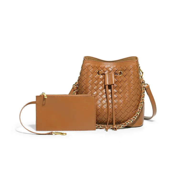 Handmade Woven Bag Cross-body Retro Two-piece Bucket Bag