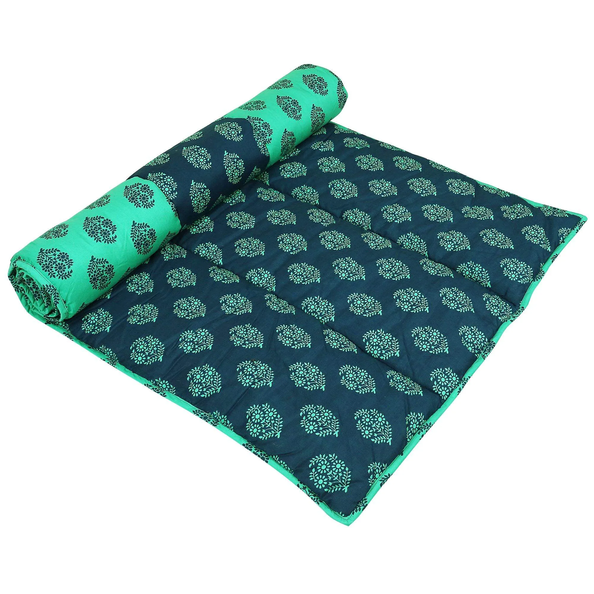 Handmade Yoga Mat Meditation Indian Cushioned Printed Cotton reversible design exercise accessories