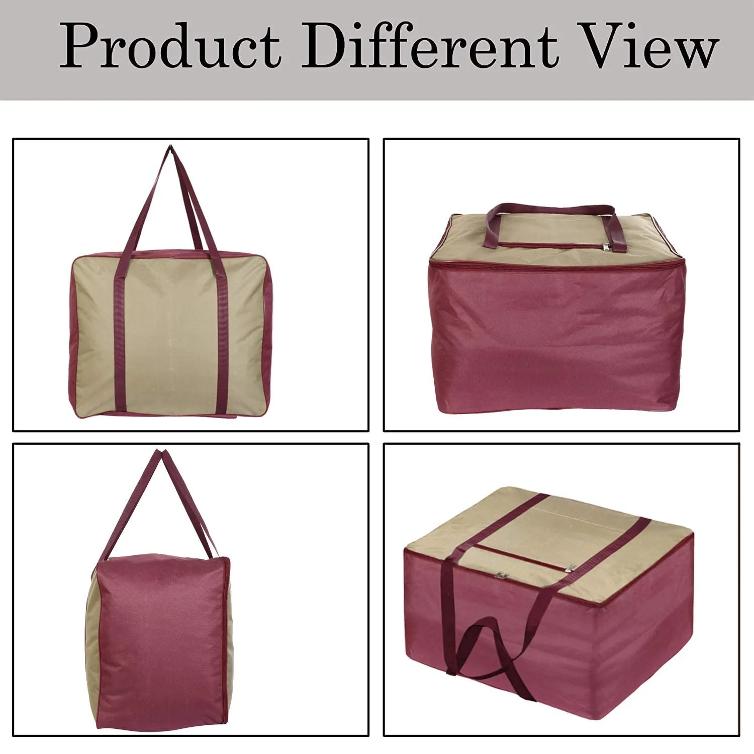 Heart Home Lightweight Foldable Multipurpose Storage bag, Cloth Organiser, Travel Bag With Zippered Closure And Handle (Brown & Maroon)-HS43HEARTH26664