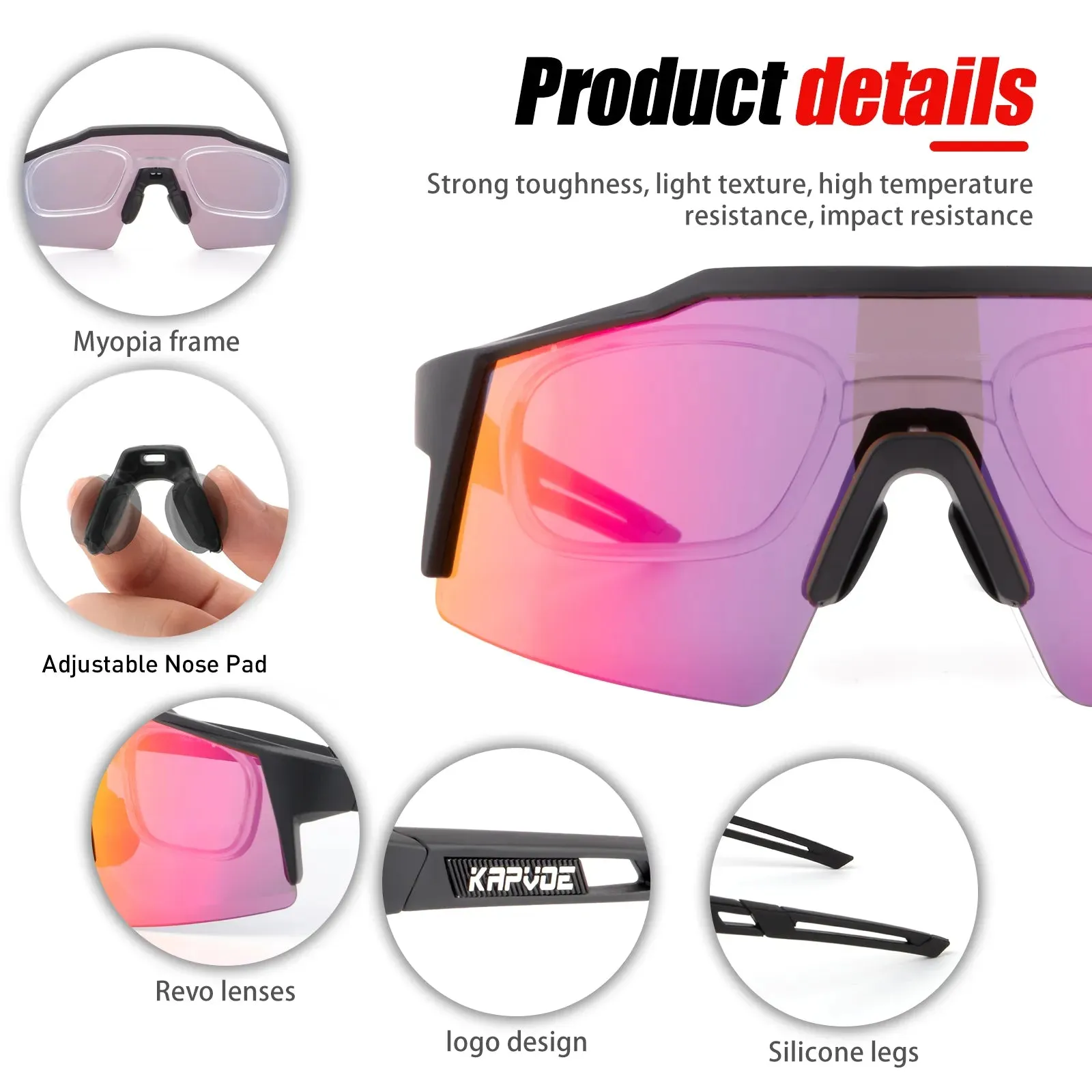 Kapvoe  Bicycle Cycling Sunglasses Polarized Cycling Glasses Bike MTB UV400 Mountain Men/Women Eyewear Outdoor Sport Goggles