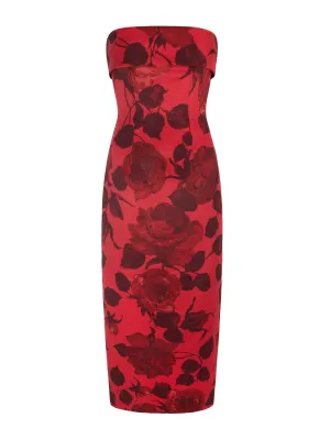 Keeley red rose satin dress