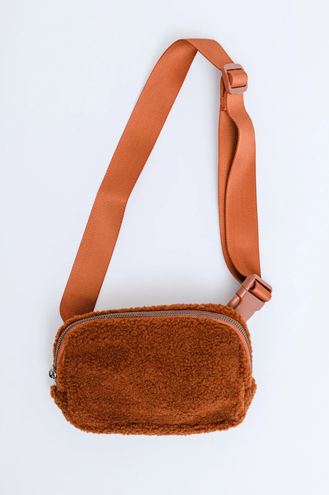 Keeping Up Sherpa Side Bag in Cognac Brown