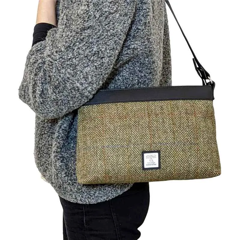 Large Shoulder Bag Country Green Harris Tweed