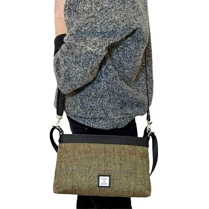 Large Shoulder Bag Country Green Harris Tweed