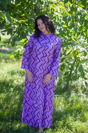 Lilac Charming Collars Style Caftan in Chevron Pattern