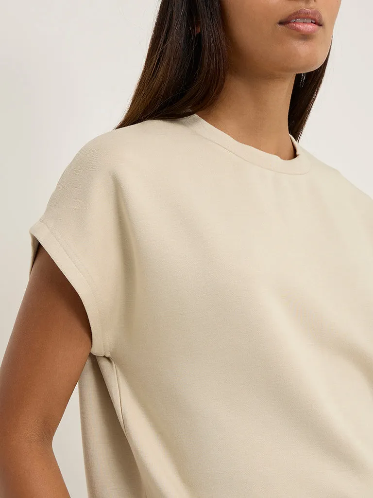 LOV Beige Solid T-Shirt