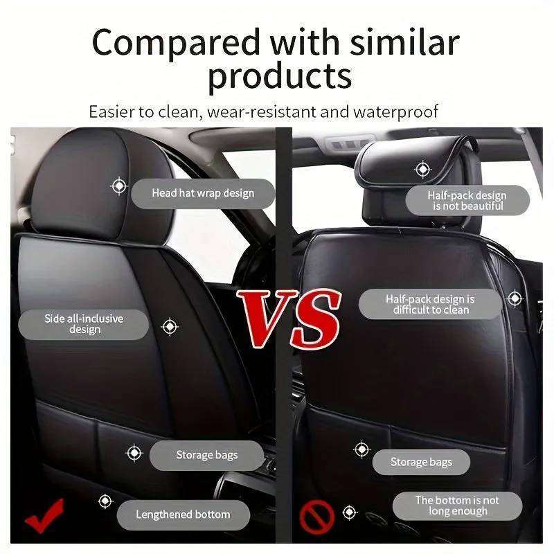 Luxurious 5-Seat PU Leather Car Seat Covers - Waterproof, Universal Fit, Comfort Cushion Set for SUVs & Vehicles