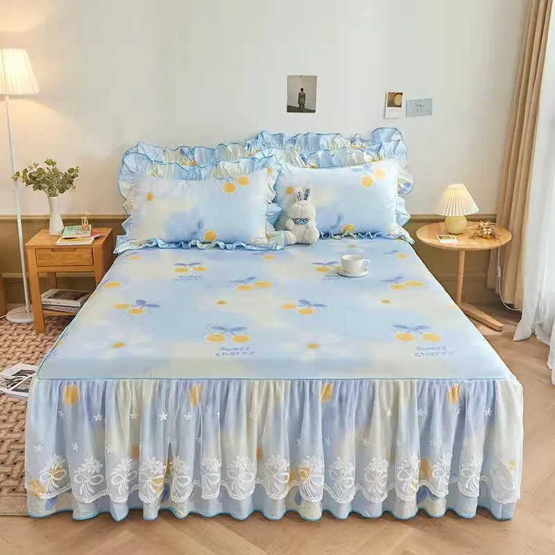 Luxurious Bed Skirt Set - 100% Cotton with Pillowcases