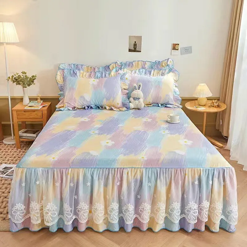 Luxurious Bed Skirt Set - 100% Cotton with Pillowcases