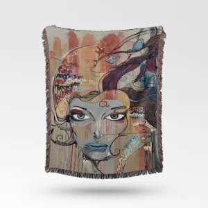 Luxurious Cotton Woven Tapestry Throw Blanket | Feminist Empowerment