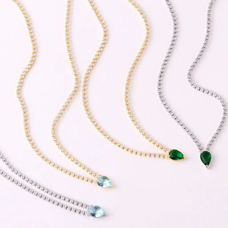 Luxurious Droplet Geometric Droplet Zircon Electroplating Necklaces