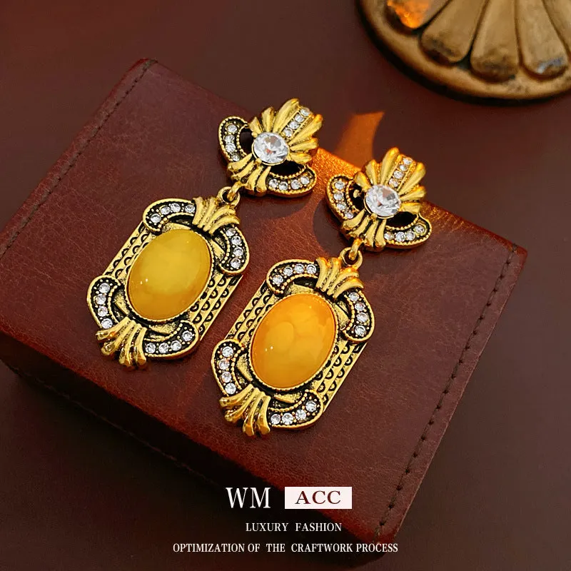 Luxurious Flower Geometric Flower Alloy Diamond Inlay Earrings