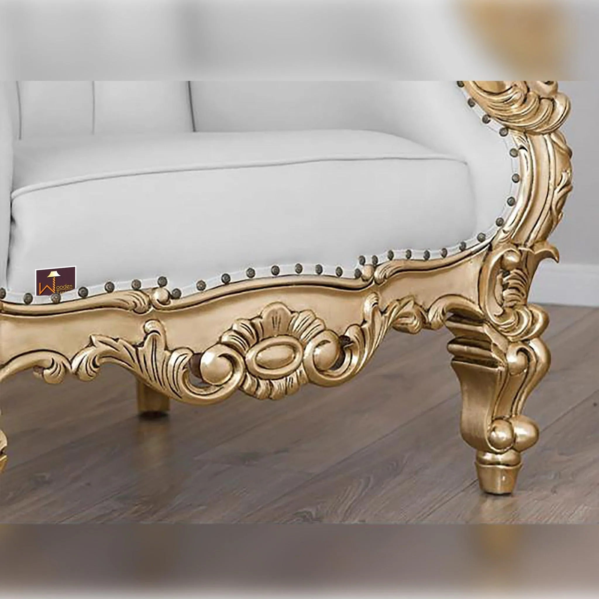 Luxurious High Back throne Gold Leaf & Buttons Chair