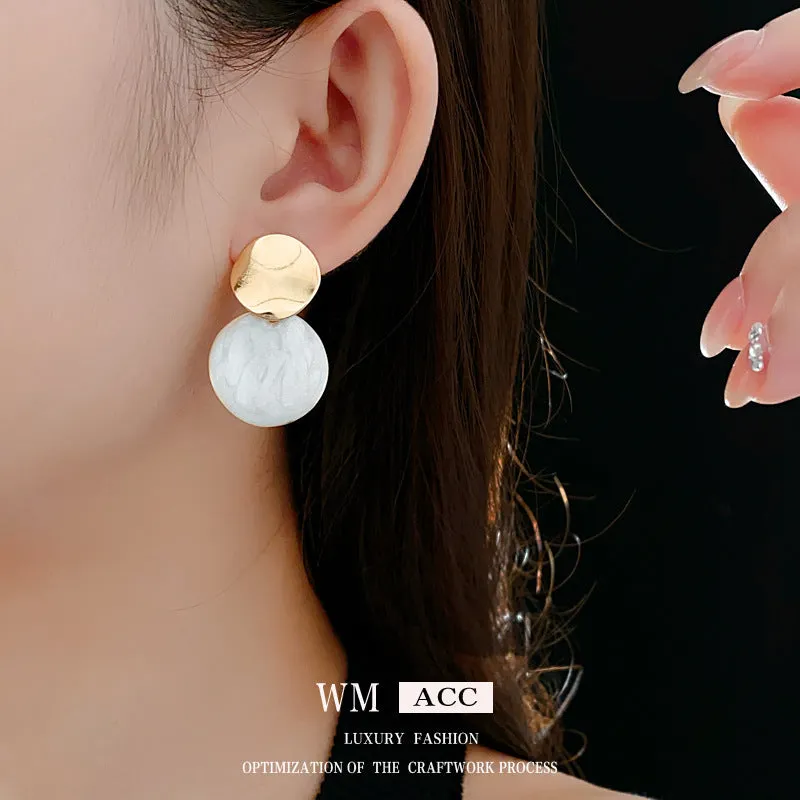 Luxurious Round Ellipse Geometric Oil Dripping Earrings