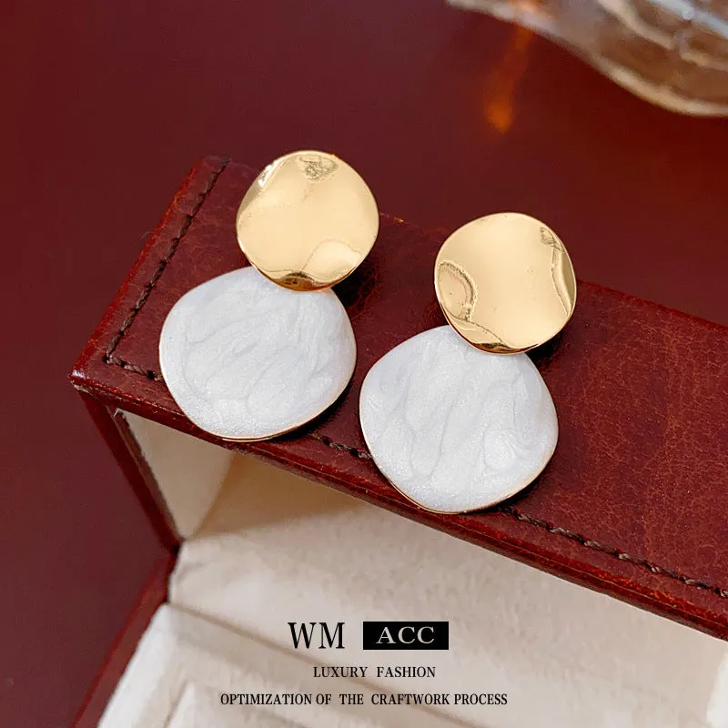 Luxurious Round Ellipse Geometric Oil Dripping Earrings