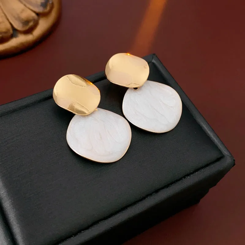 Luxurious Round Ellipse Geometric Oil Dripping Earrings