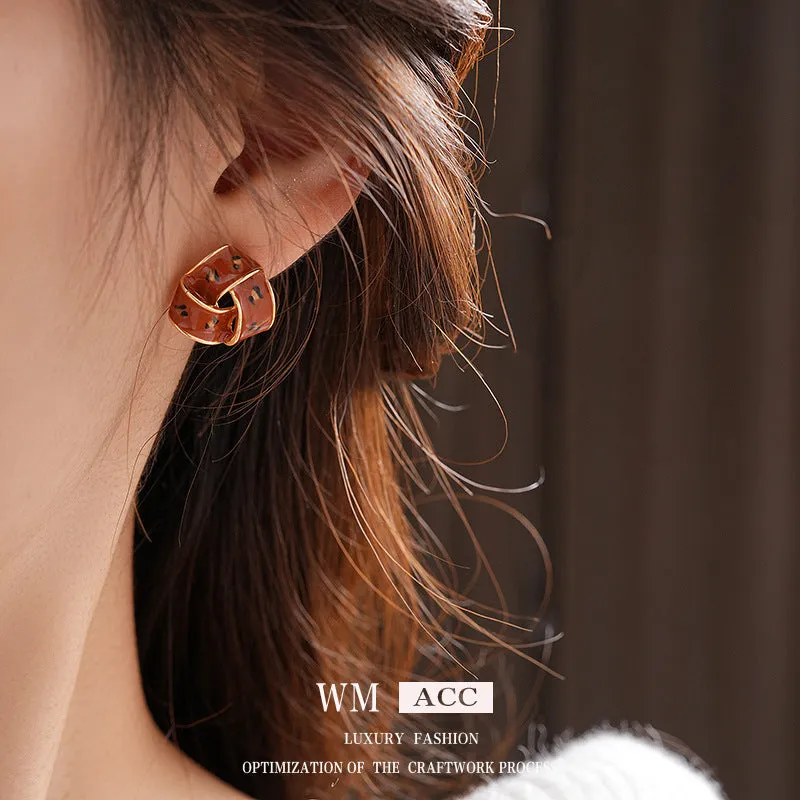 Luxurious Round Triangle Geometric Alloy Oil Dripping Earrings