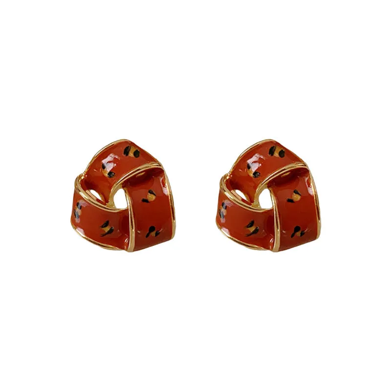 Luxurious Round Triangle Geometric Alloy Oil Dripping Earrings