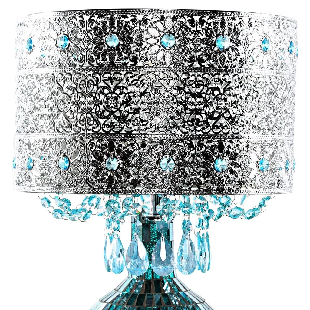 Maverick Silver and Turquoise Crystal Mosaic Base Table Lamp